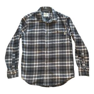 Woolrich Button Down Flannel Shirt Grey/Black/White Plaid Check Men’s Small